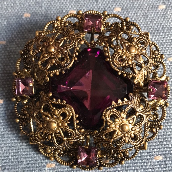Vintage/Antique Amethyst Brooch - Picture 3 of 4